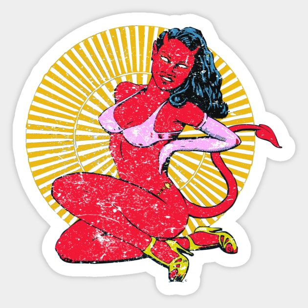 Devil Girl (Vintage Print) Sticker by giftgasdjinn